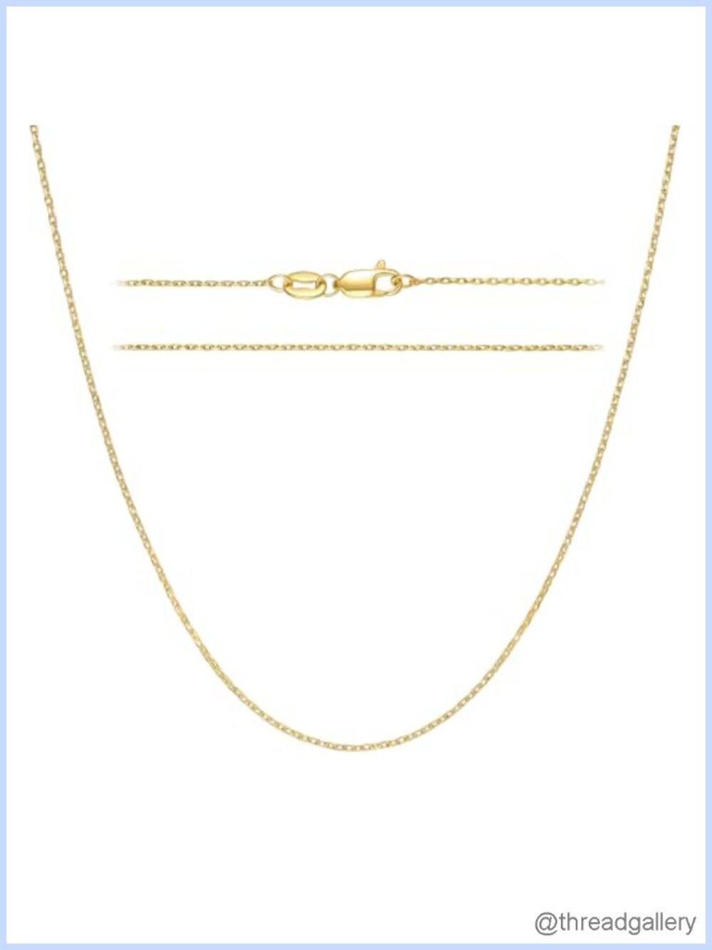 14K Gold Plated Cable Chain Necklace 1mm Layering Unisex 18in